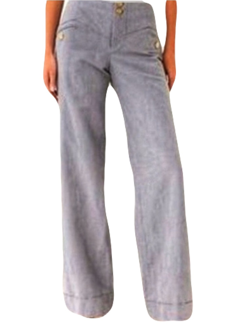 Anthropologie elevenses 14 Wide-Leg High-Rise Pants Light Blue Gray Stripe